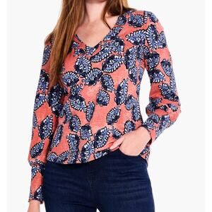 Nic + Zoe Amber‎ Blues Top XXL Long Sleeve V-Neckline Cotton Span Terry